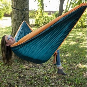 EQUIP Tree Hammock, Cantaloupe Orange and Green, 116" L x 59" W x .05" D